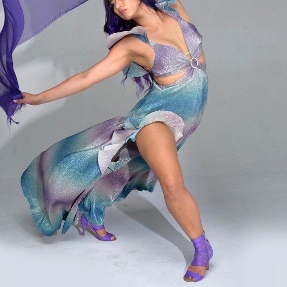 Show Me Your Mumu Francie Ruffle Metallic Dress XS - Picture 3 of 6